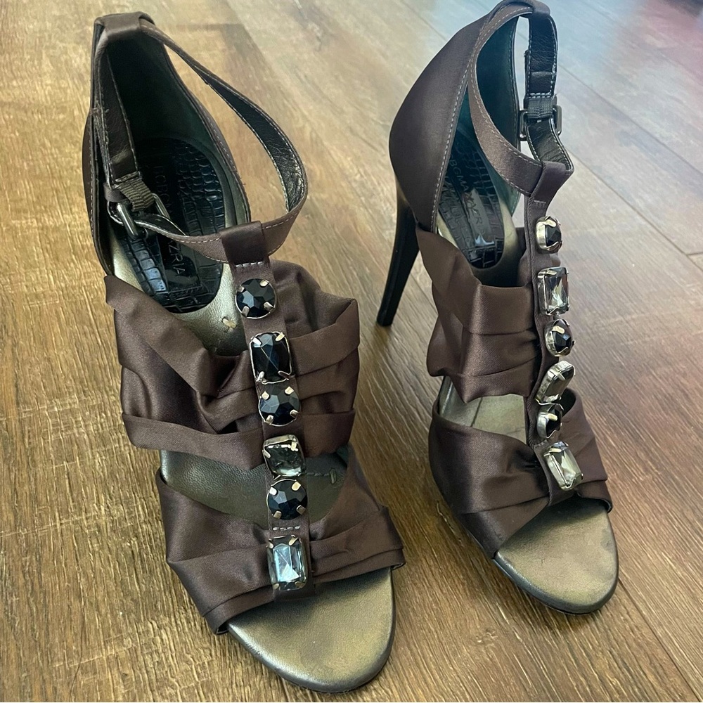 BCBGMaxAzria Gemstone 💎 Silky Heels Women’s 7 brown